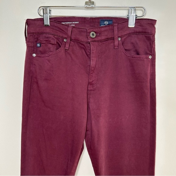 AG Adriano Goldschmied The Farrah High-Rise Skinny Jeans Maroon Size 27 - Picture 8 of 12